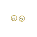 Gold Double Heart and Circle Heart Crystal Stud Earrings view 5