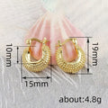 Gold Tone Textured Rounded Hoop Earrings Polished Metal Jewelry view 4
