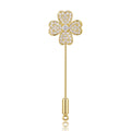 Long Four Leaf Clover Stick Pin In Silver Or Gold Tone view 1