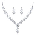 Black Silver Tone Crystal Leaf Vine Metal Necklace and Earring Set view 5