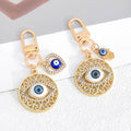 Blue Evil Eye Filigree Round Pendant Keychain with Tassel view 2