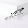 Slender Cat Riding Broom Brooch in Silver or Gold Tone view 5