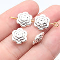 11x11x4mm 1.1g Antique Silver Zinc Alloy Flower Small Hole Beads for Bracelet Necklace DIY