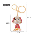 Rhinestone Floppy Ear Dog Metal Keychain Gold Clip view 4