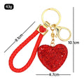 Rhinestone Heart Keychain Braided Cord Gold Tone Metal Charm view 4