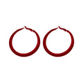 Flocked Hoop Earrings In Red And Taupe With Slim Profile view 5