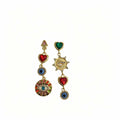 Mismatched Evil Eye Heart and Sun Long Dangle Earrings view 5