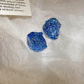 Textured Blue Irregular Geometric Resin Stud Earrings view 6
