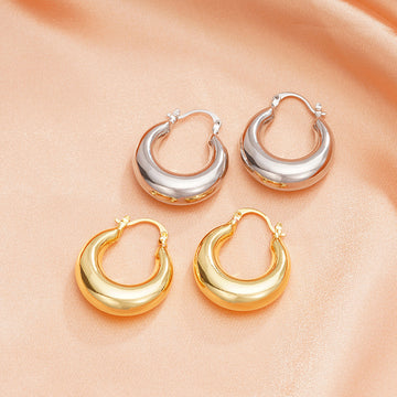 Gold and Silver Tone Chunky Hoop Earrings Polished Jewelry Accessory