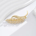 Gold and Silver Crystal Wheat Pearl Look Metal Brooch Pair view 4