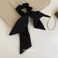 Black Fabric Bow Scrunchie Polka Dot Floral Print 2 Styles view 4