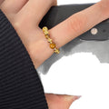 Gold-Tone Tiger Eye Bead Stretch Ring Twisted Band view 5