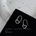 Silver Open Heart Wire Hook Drop Earrings Minimal Pair view 1