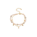 Double Layer Pearl Bracelet Star Rhinestone Charms view 5