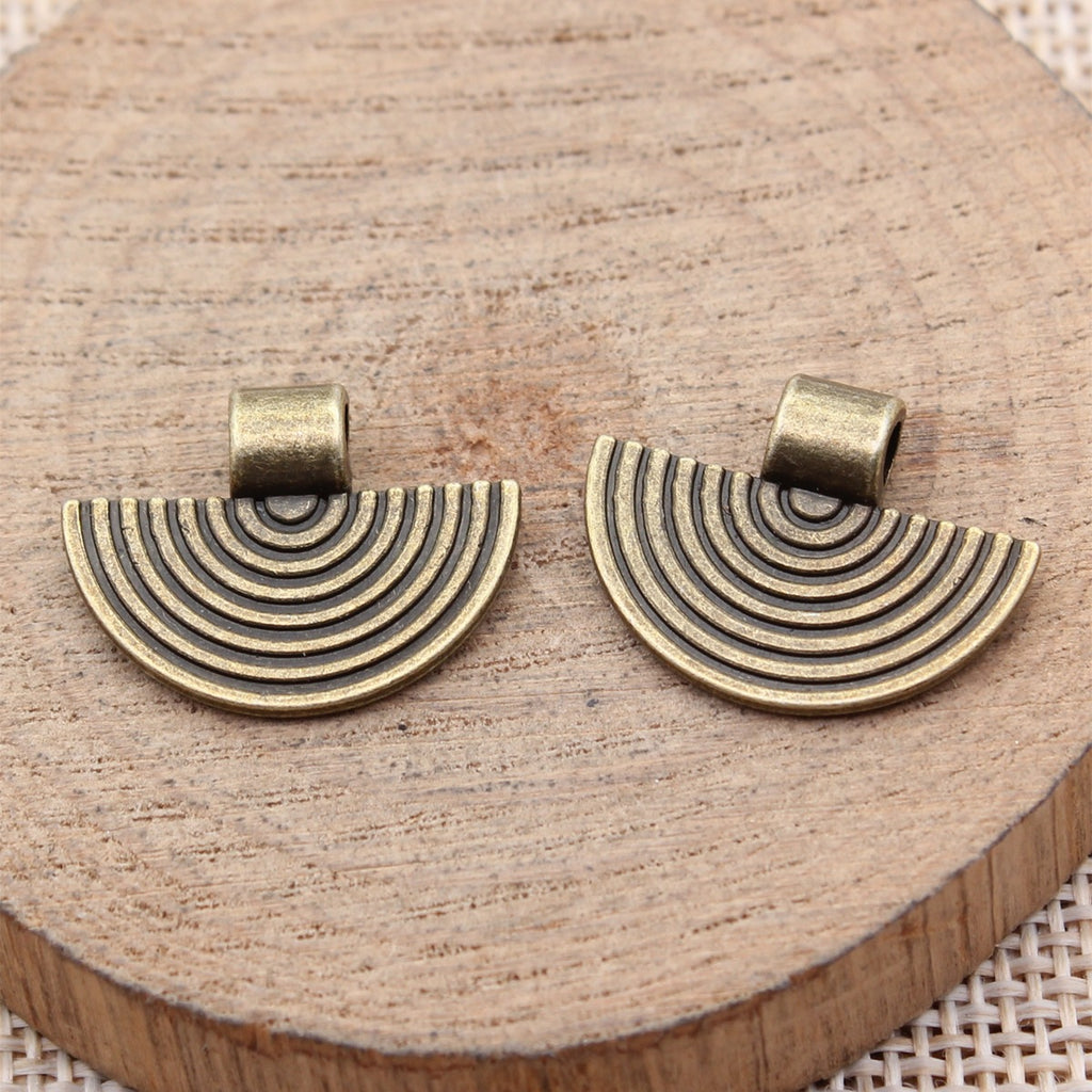 21x16mm 1.45g Multicolor Zinc Alloy Fan Loose Metal Beads for Necklace Bracelet Jewelry Making