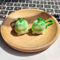 Flocked Plush Frog Keychains Ring or Bead Chain 2 Styles view 1