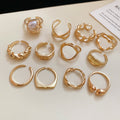 Gold Silver Mixed Open Ring Sets Seashell Crystal Styles view 5