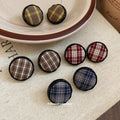 Round Plaid Fabric Stud Earrings In Four Colors Jewelry Design view 3