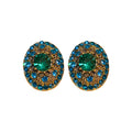 Blue Green Oval Crystal Halo Stud Earrings Jewelry view 5