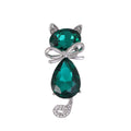 Blue Silver Tone Cat Crystal Four Designs Metal Brooch Pin view 6