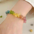 Rainbow Multicolor Stone Chip Bracelet Silver Clasp Chain view 6