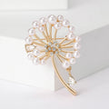 Gold Silver Pearl Dandelion Rhinestone Drop Brooch view 7