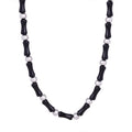 Black Bamboo Segment Beads Silver Metal Ball Necklace view 5