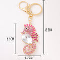 Rhinestone Seahorse Keychain Large Crystal Belly Charm view 5