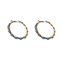 Blue Crystal Textured Hoop Earrings Statement Jewelry view 5