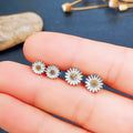 Daisy Stud Earrings in Small and Large Sizes with Clear Crystal Details view 4