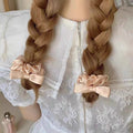 Pink Satin Ruched Bow Scrunchie Elastic Hair Tie Band view 4