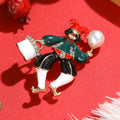 Colorful Jester Brooch with Pearl Like Ball and Clear Crystals view 2