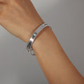Open Cuff Bangle Double Band Beaded Edge Titanium Steel view 7
