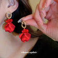 Layered Petal Drop Earrings With Textured Oval Tops view 2