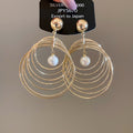 Concentric Circle and Pearl Drop Stud Earrings in Two Tones view 6