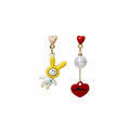 Two Mismatched Animal Heart Novelty Dangle Stud Earrings view 6