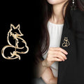 Gold Tone Fox Openwork Two Designs Metal Brooch Pin view 4