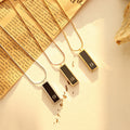 Black Rectangle G Letter Tag Pendant Necklace Gold Steel Rose Gold view 3