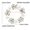 Floral Wreath Brooch White Flowers Pearls Rhinestones view 7
