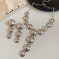 Polished Metal Disc Cascade Necklace Earring Set Pair view 7