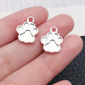 Zinc Alloy Silver Cat Paw Print Hollow Charm Pendant for Bracelet Keychain DIY Jewelry