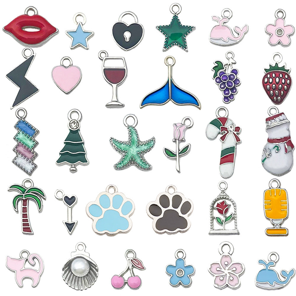 Enamel Zinc Alloy Heart Flower Charm Pendant for Bracelet Earrings Jewelry DIY