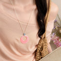 Colorful Open Center Pendant Necklaces on Slim Cord Chains view 2