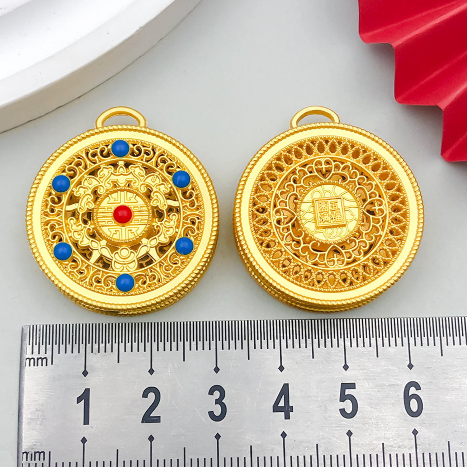 Gold Tone Zinc Alloy Longevity Lock Abacus Fu Lock Hollow charm pendants for DIY bracelets