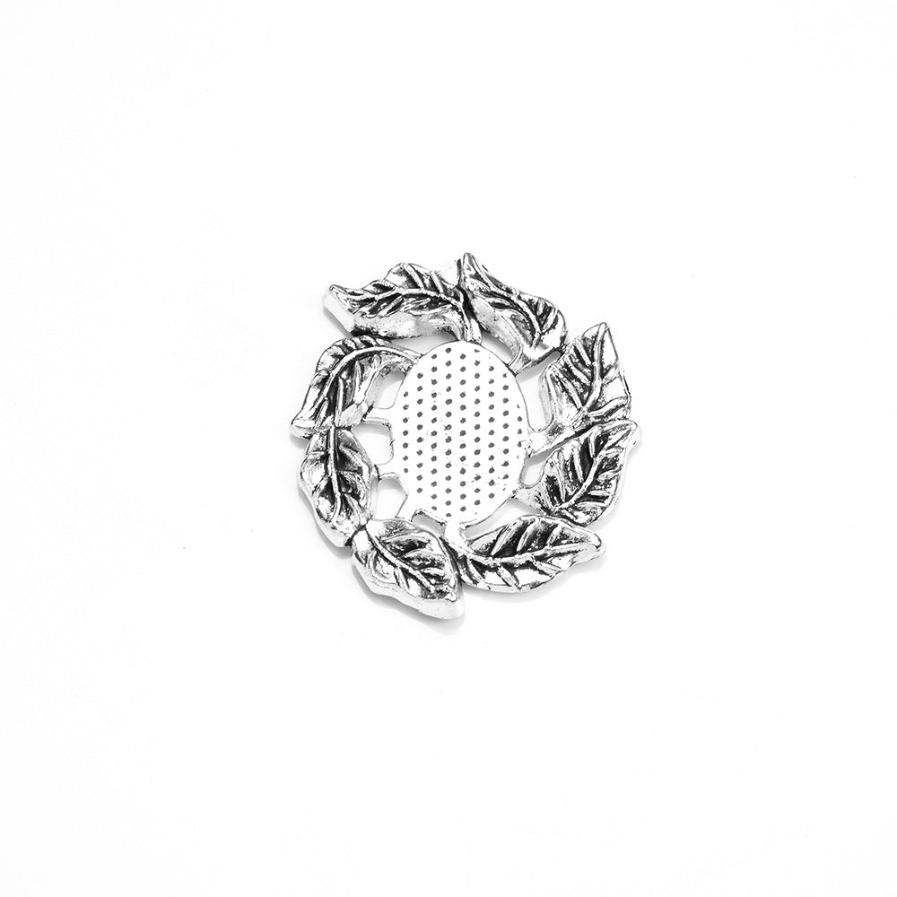 Alloy Leaf Edge Cabochon Tray Pendant