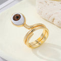 Gold Tone Eyeball Snake Wrap Adjustable Rings in Three Iris Colors view 4