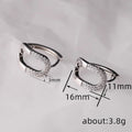 Silver Geometric Square Half Pavé CZ Huggie Hoop Earrings view 4