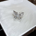 Silver Tone Sculpted Butterfly Open Ring With Clear Crystal Center view 6