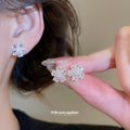 Silver Crystal Flower Stud Earrings In Three Colors view 2