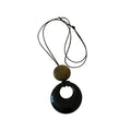 Black Cord Ring Disc Pendant Necklace Assorted Styles view 5